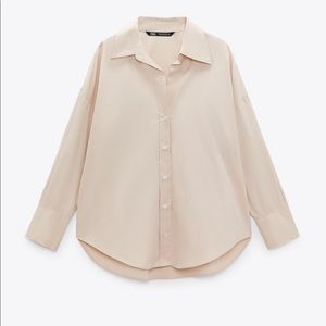 BRAND NEW Zara Poplin Shirt: Off white